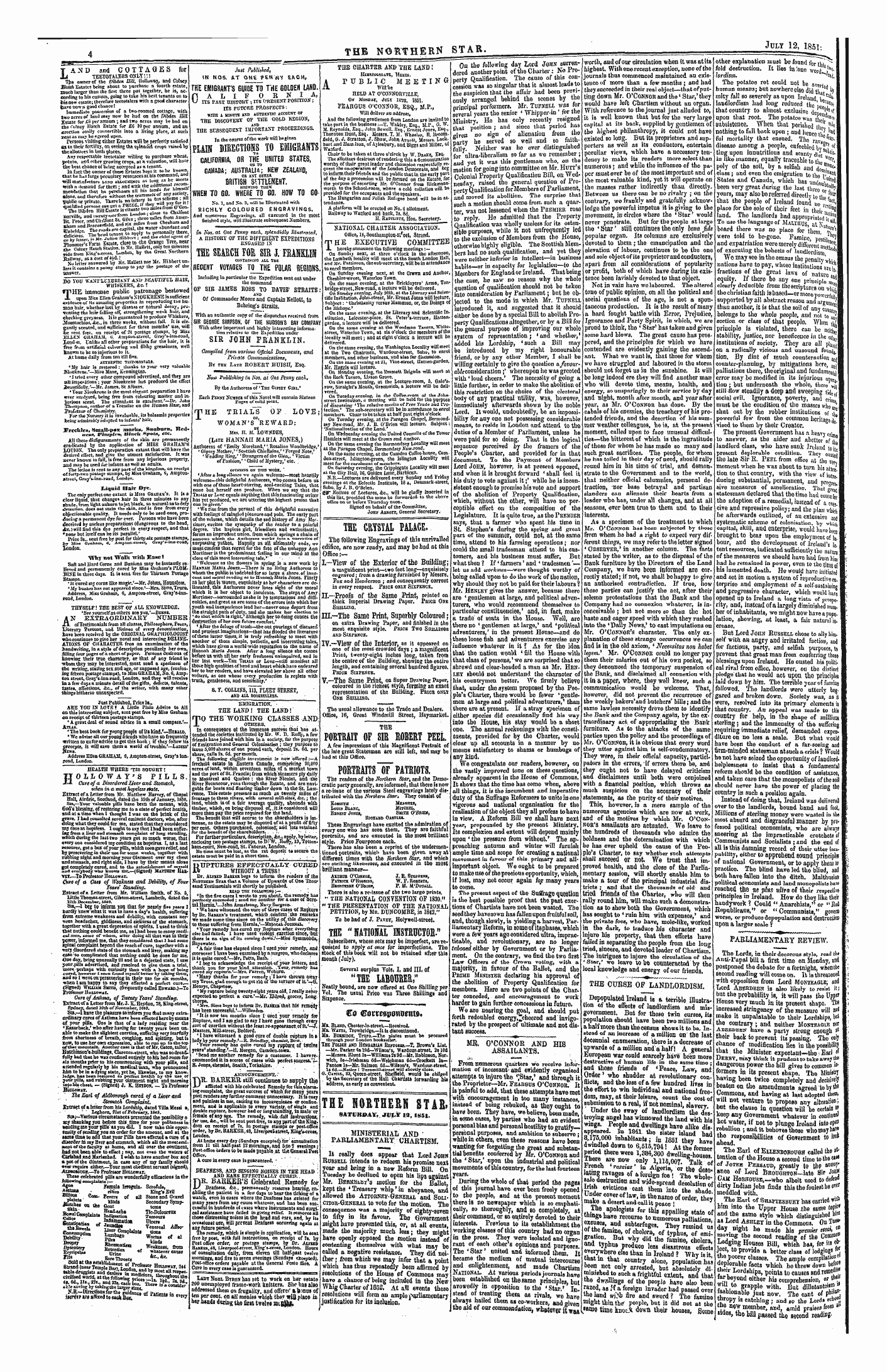 Northern Star (1837-1852): jS F Y, 1st edition - The Northern Stab Saturday, July 19, 1851,