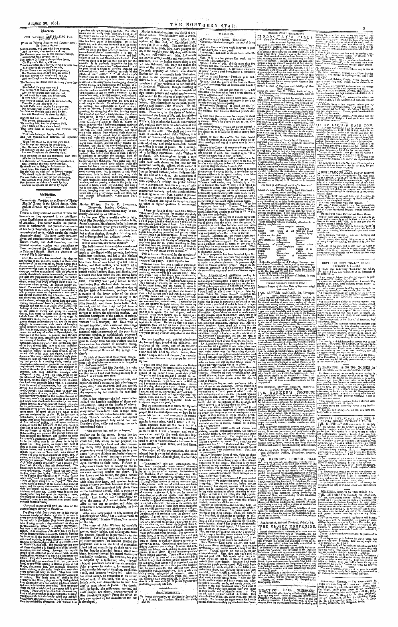 Northern Star (1837-1852): jS F Y, 1st edition - ~~" -^^^R^ ^ 1 ^— Health Wj-Ikujb'tis S0dgiit « [J Ollofh's Pills -«.-4. Cure Of A Disordered Liver And Stomach T