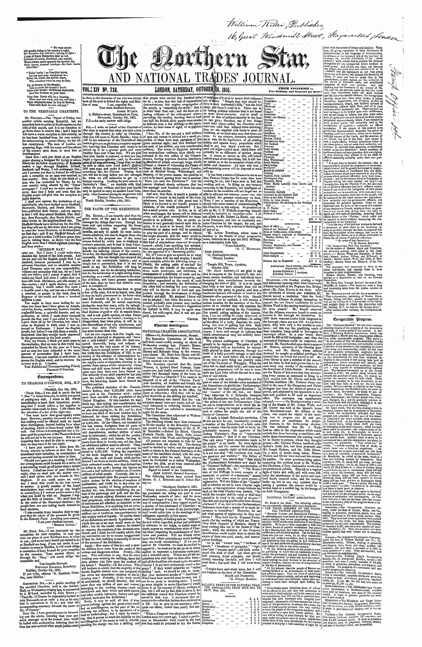 Northern Star (1837-1852): jS F Y, 1st edition - " We Were Slaves Till Greatly Rising In His Country's Right, Her Kos3_Th—Her Deliverer, Sprung To Light ; A Race Of Brave Hungarian Sons He Led, Guiltless Of Courts, Untainted, And Unread, Tfhose Inborn Spirit Spurned The Ignoble Fee, Their Hearts Scorned Bondage—For Their Hands T?Ere Free."