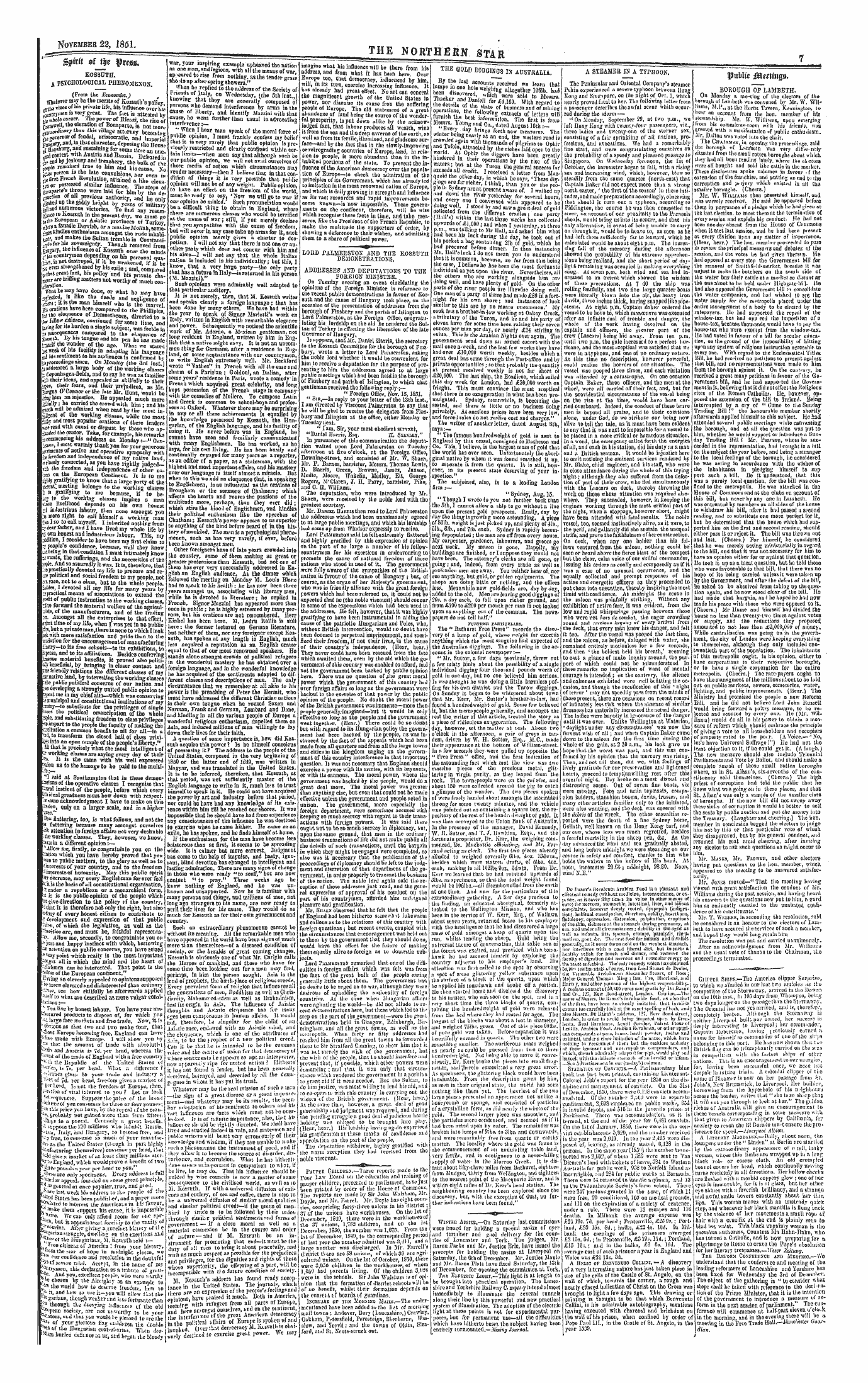 Northern Star (1837-1852): jS F Y, 1st edition - ^Jptr Ft Irf % Ftogs. ' Spirit 01 Igt ^W^S»