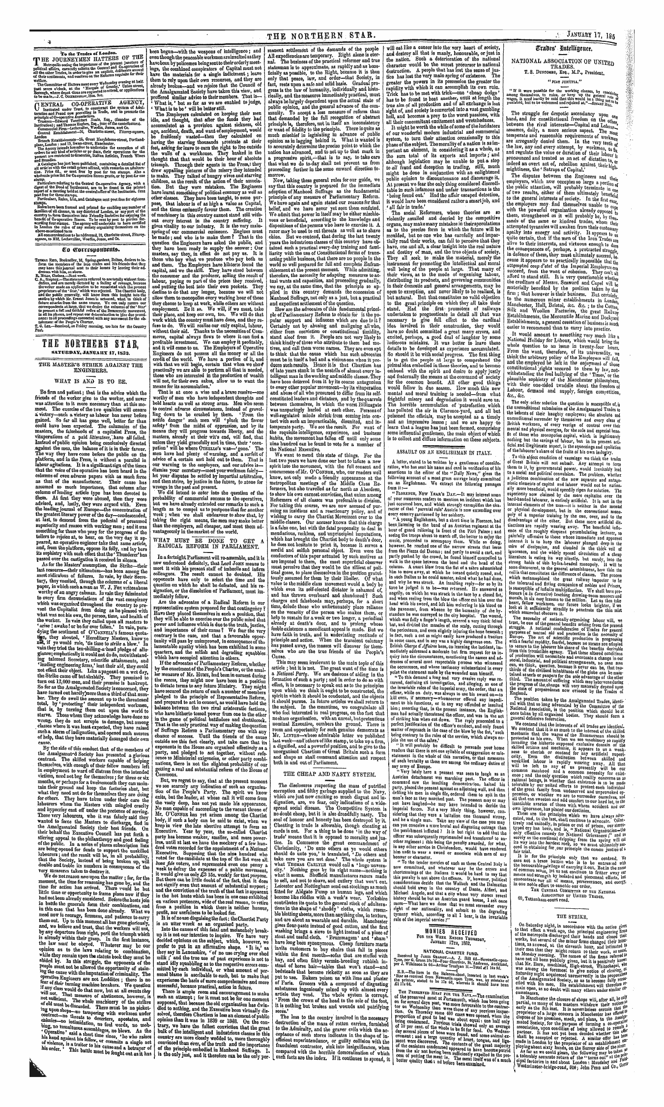 Northern Star (1837-1852): jS F Y, 1st edition - To The Trades Of Toadon. The Journeymen Hatters Of The Metrooolis Seans The Importance Of The Present Jm«Nre Of