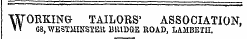 WORKING TAILORS 1 ASSOCIATION, G8, WE8THINSTEU, B1UDGE ROAD, LAMBETH.