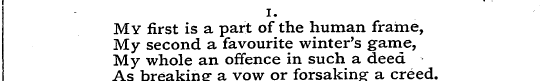 1. My first is a part of the human frame...