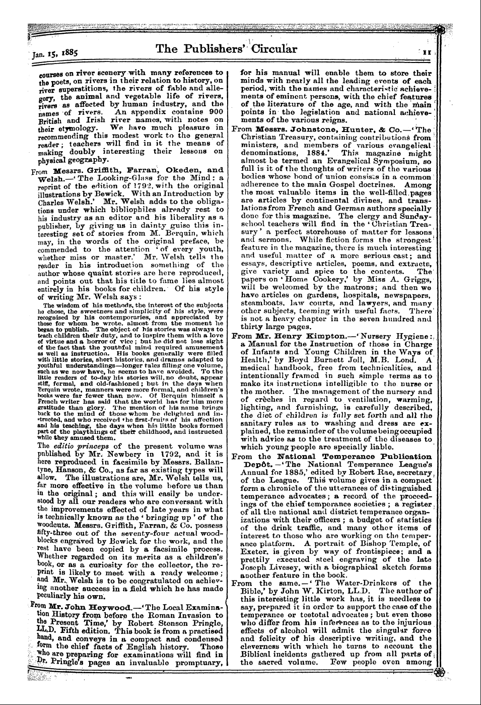 Publishers’ Circular (1880-1890): jS F Y, 1st edition - ; Books Received :— I From Messrs. A. S....