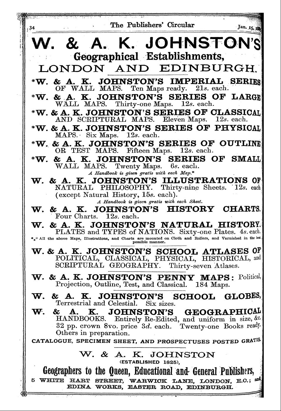 Publishers’ Circular (1880-1890): jS F Y, 1st edition - Ad03401