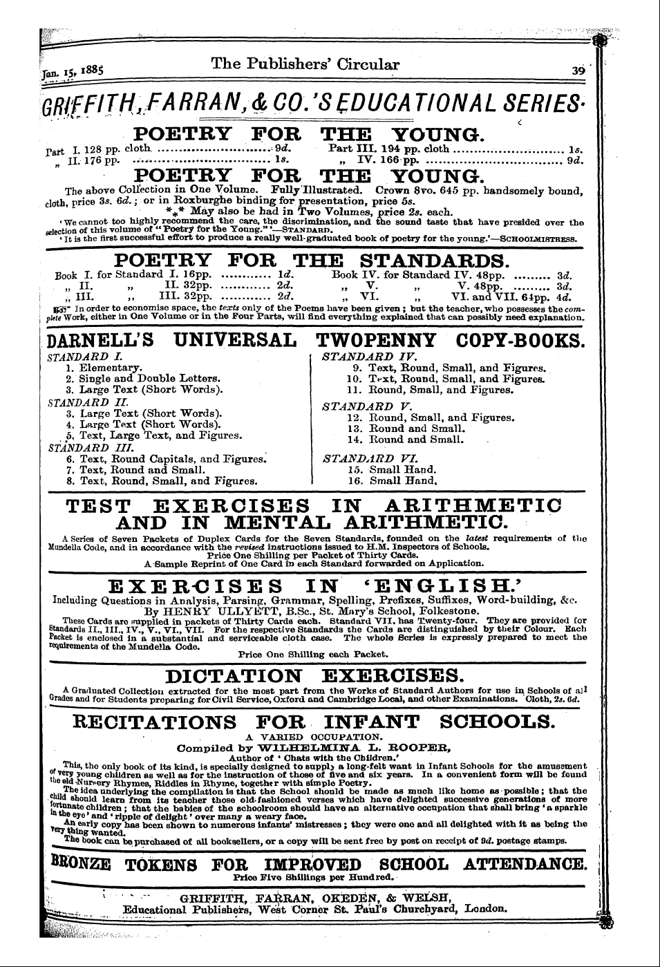 Publishers’ Circular (1880-1890): jS F Y, 1st edition - Ad03801