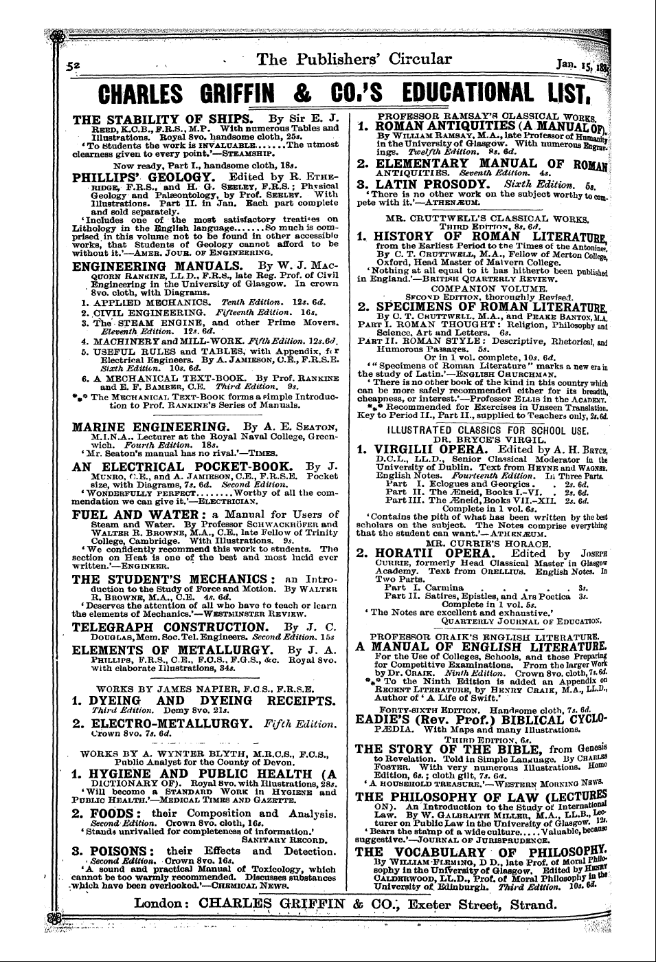 Publishers’ Circular (1880-1890): jS F Y, 1st edition: 52