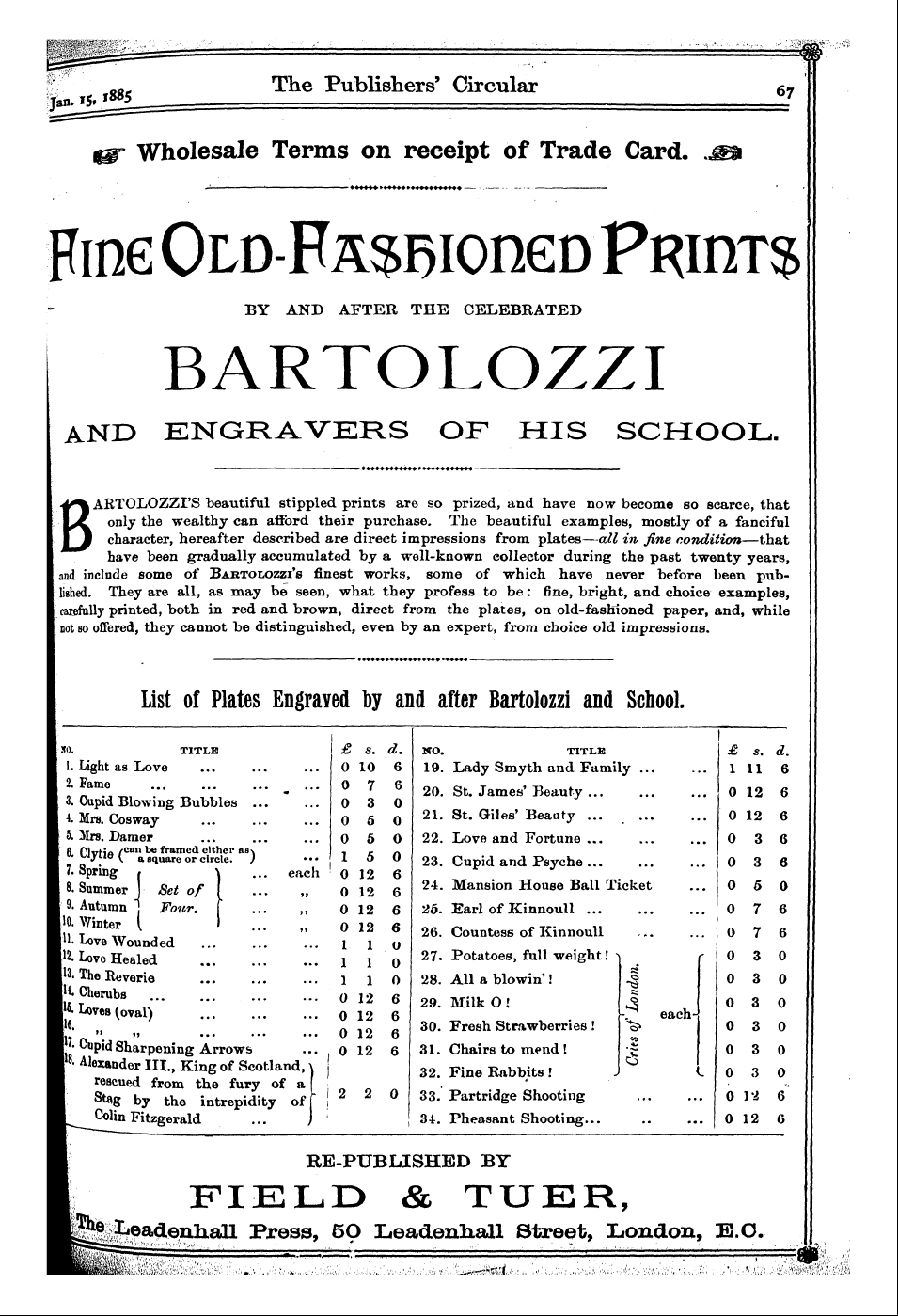 Publishers’ Circular (1880-1890): jS F Y, 1st edition - Ad06701
