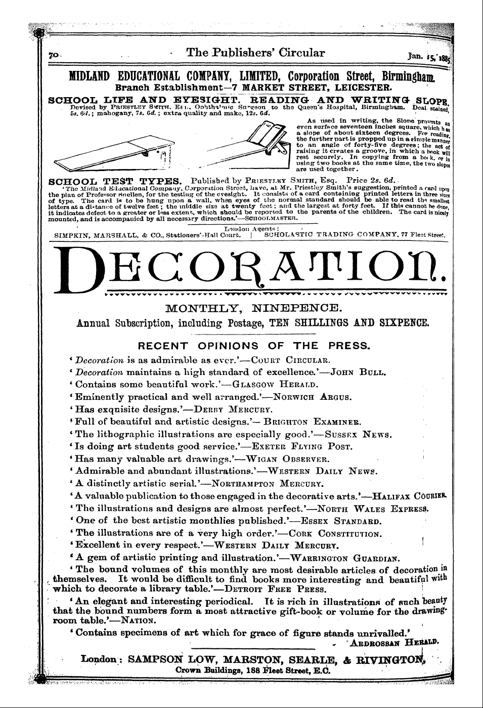 Publishers’ Circular (1880-1890): jS F Y, 1st edition - Ad07402